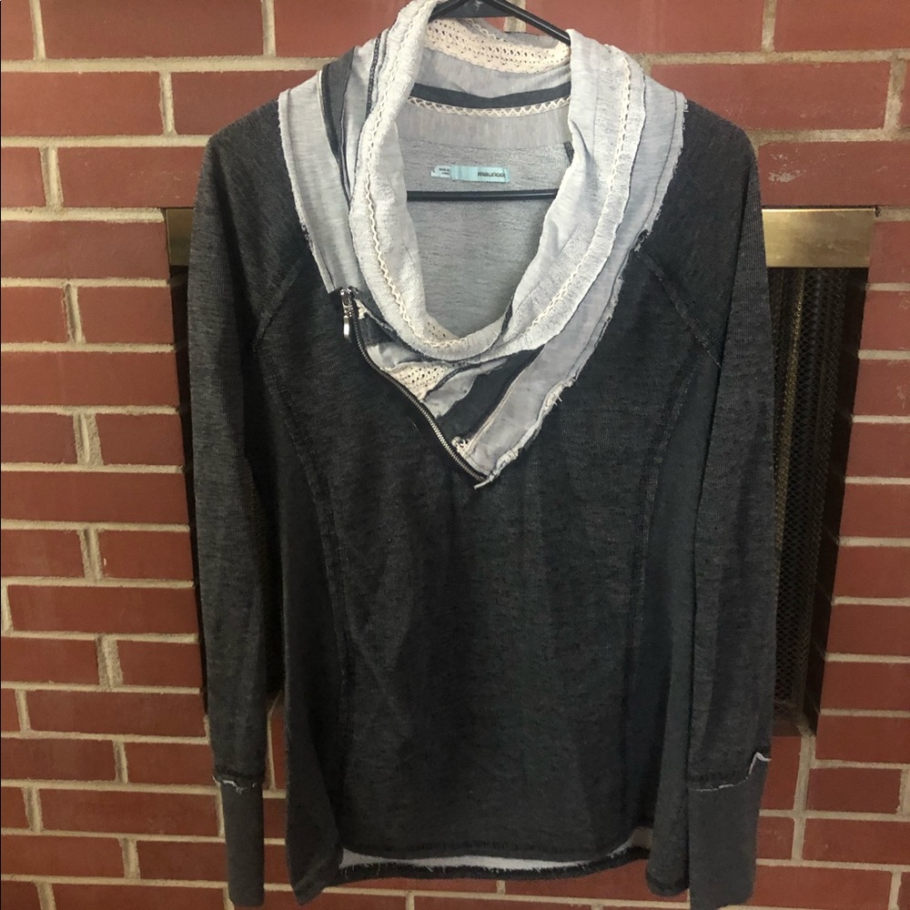 Distressed Maurices Lace Cowl Neck Sweatshirt